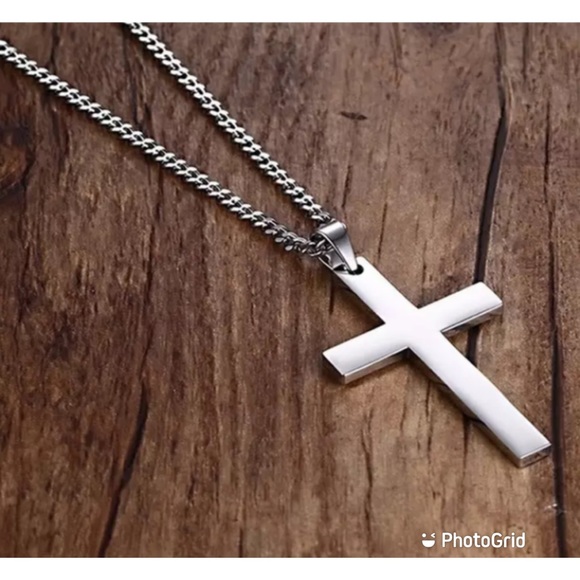 Men’s Cross Necklace Stainless Steel Chain Pendant - Picture 5 of 8